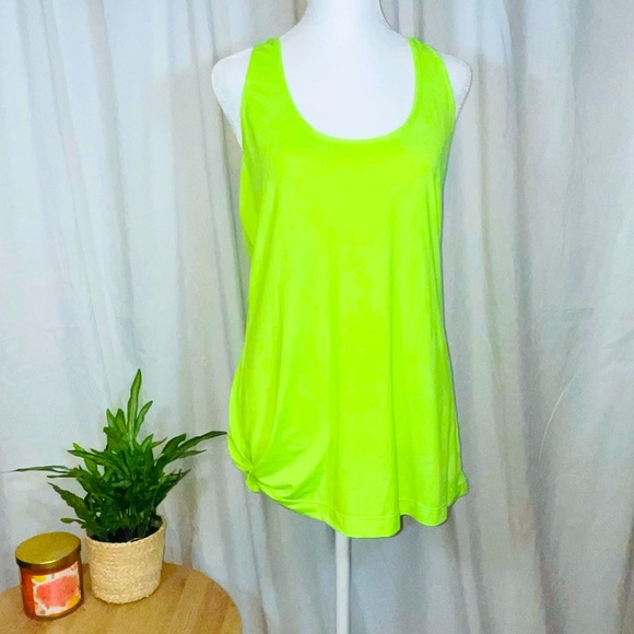 Xersion Tops - Xersion neon green razor back side knot workout tank top size XL